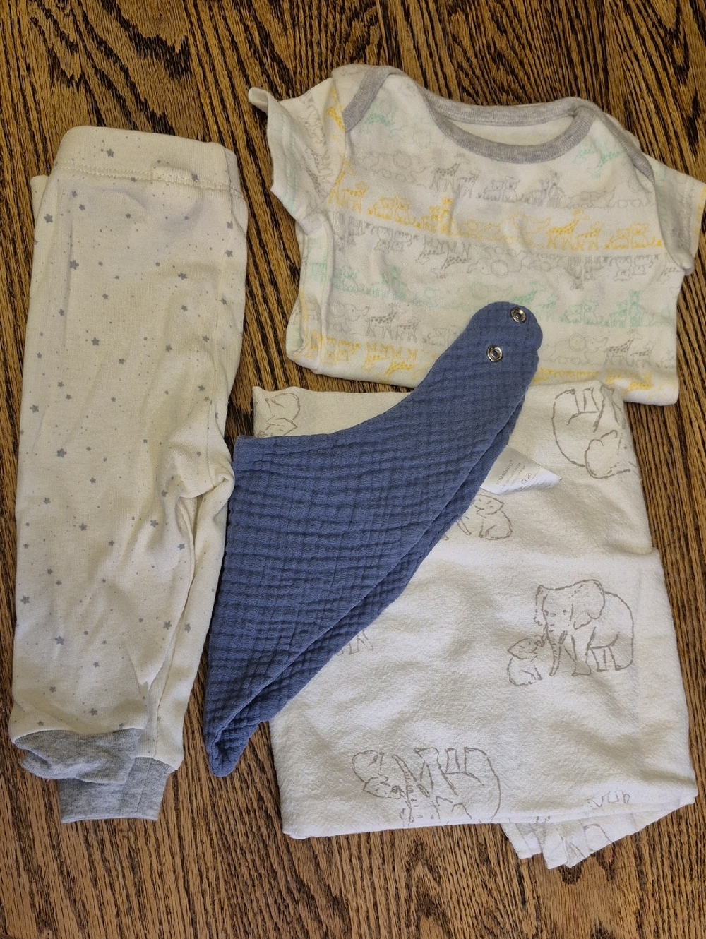 Blue Bandana Bib with Neutral Baby Basics Set